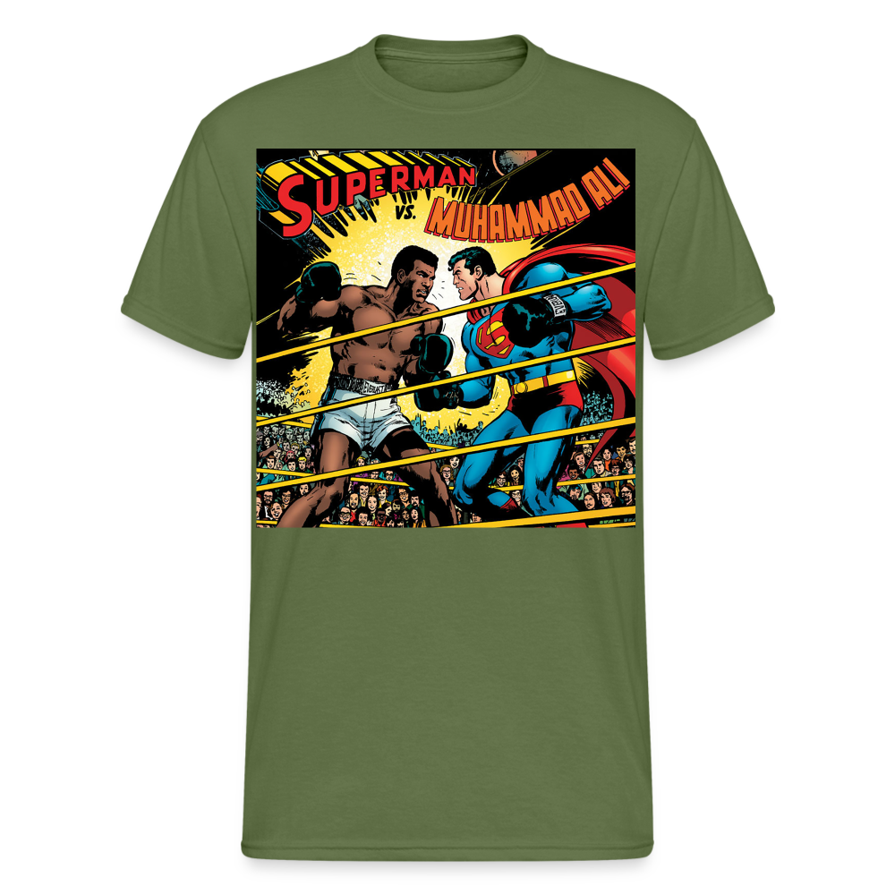 Fashion Herren Superman Mohammad Ali 3D T-Shirt Rundhals Unisex Streetwear - Militärgrün