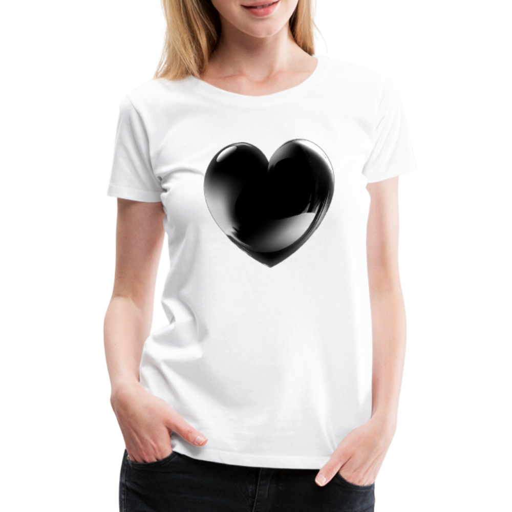 Damen Sommer Top 3D Herz T-Shirt Rundhals Streetwear lockeres Damentop - weiß