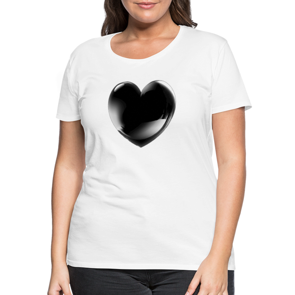 Damen Sommer Top 3D Herz T-Shirt Rundhals Streetwear lockeres Damentop - weiß