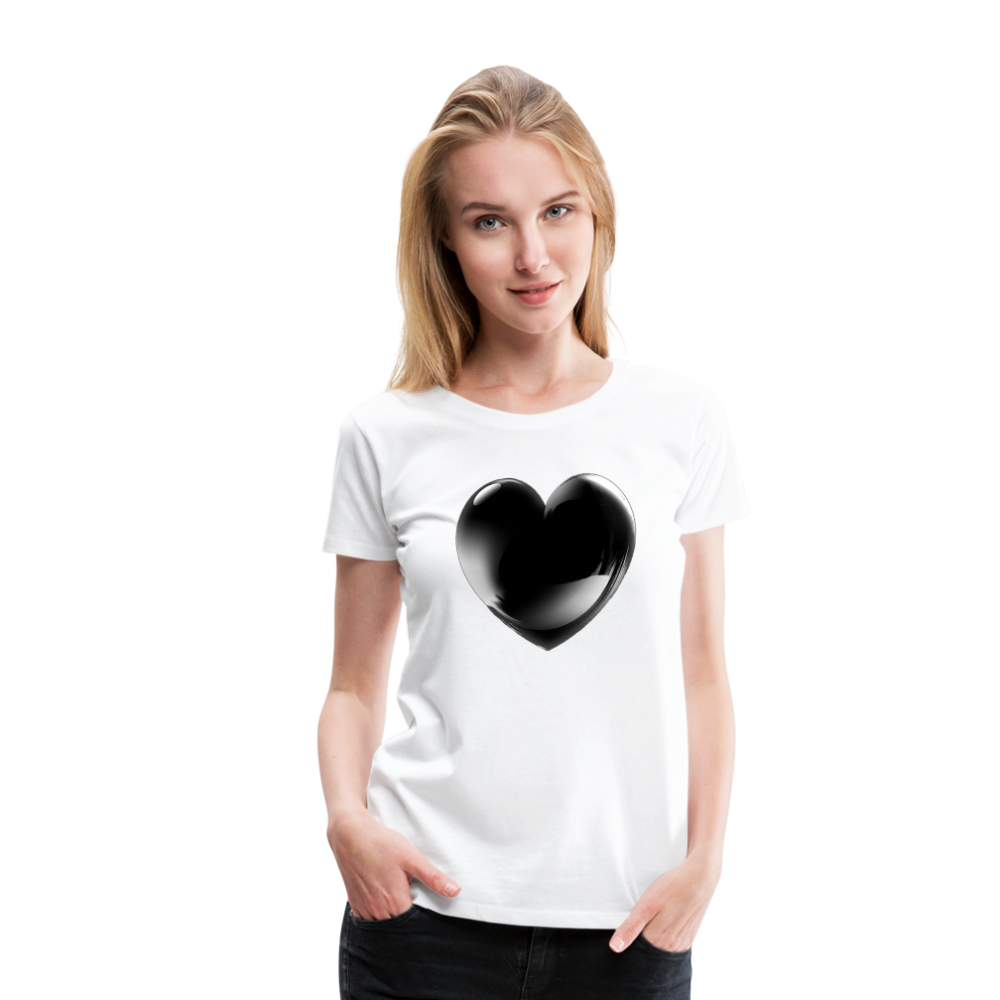 Damen Sommer Top 3D Herz T-Shirt Rundhals Streetwear lockeres Damentop - weiß