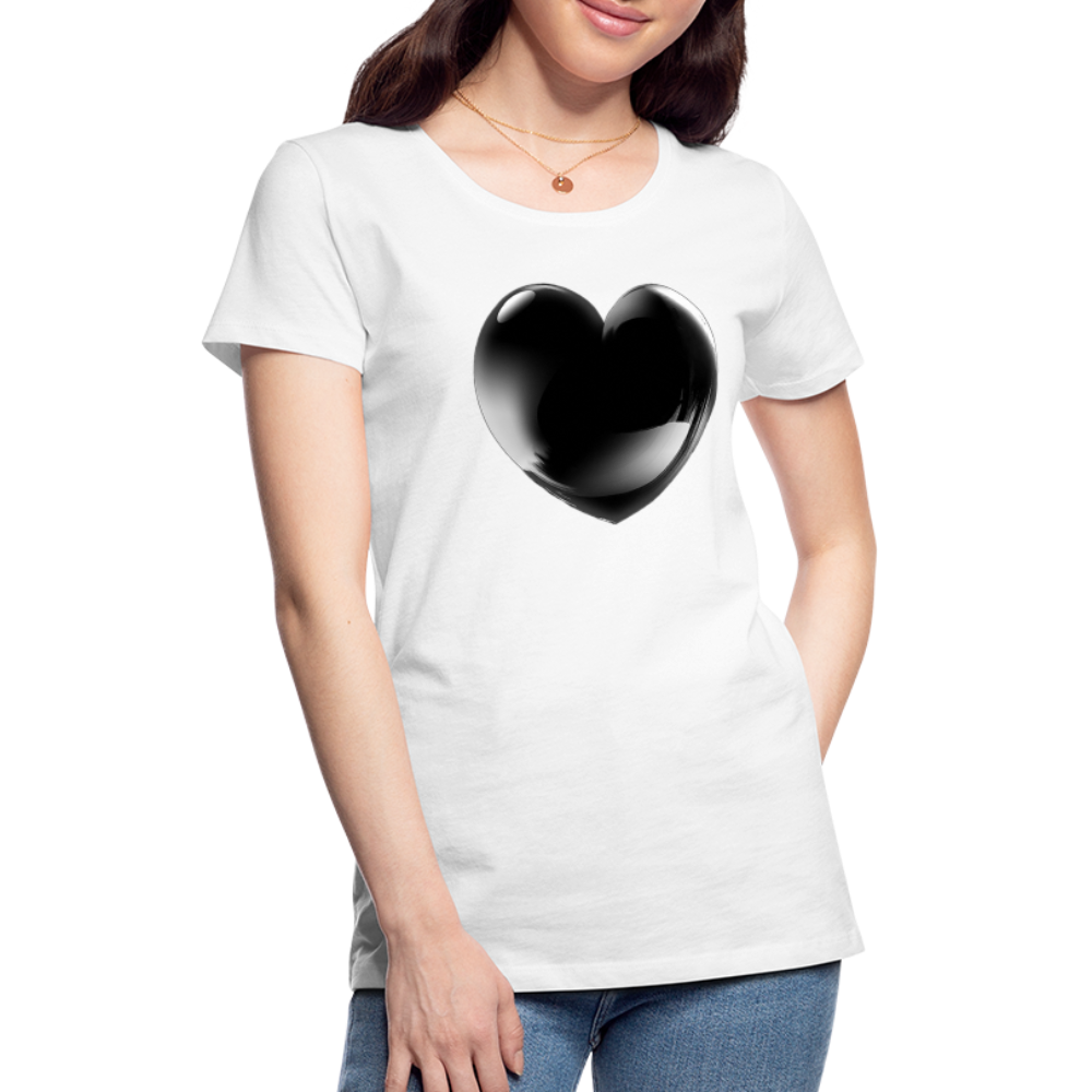 Damen Sommer Top 3D Herz T-Shirt Rundhals Streetwear lockeres Damentop - weiß