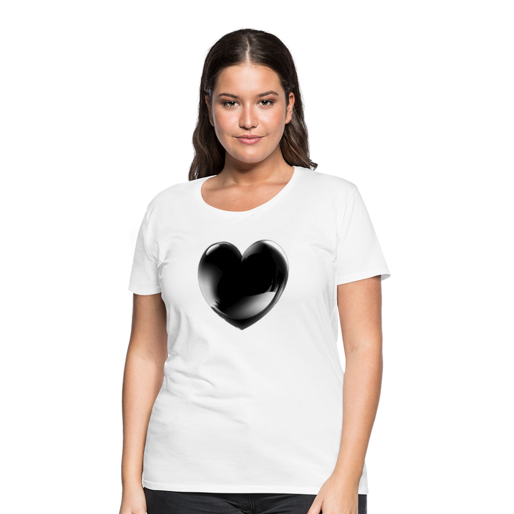 Damen Sommer Top 3D Herz T-Shirt Rundhals Streetwear lockeres Damentop - weiß