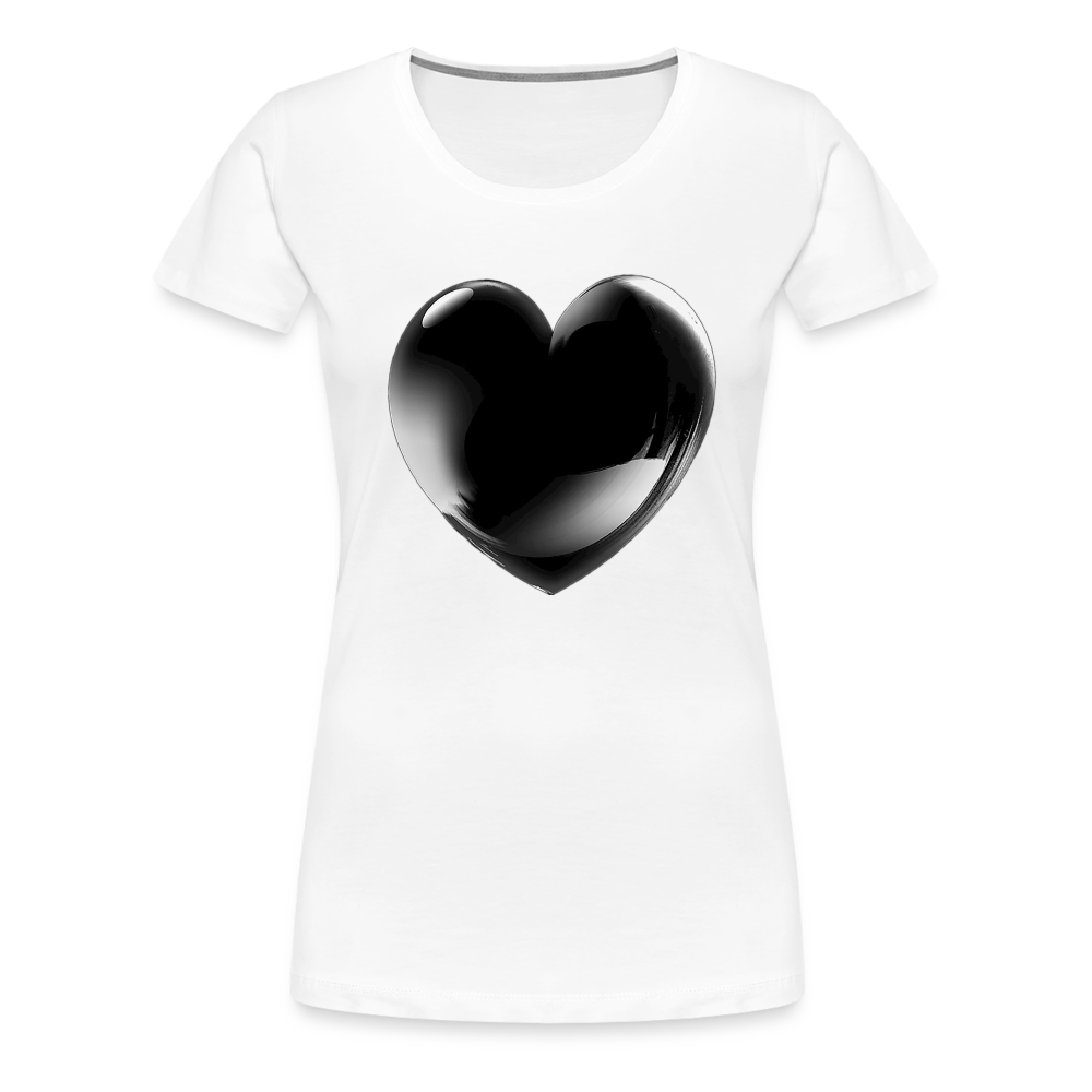Damen Sommer Top 3D Herz T-Shirt Rundhals Streetwear lockeres Damentop - weiß