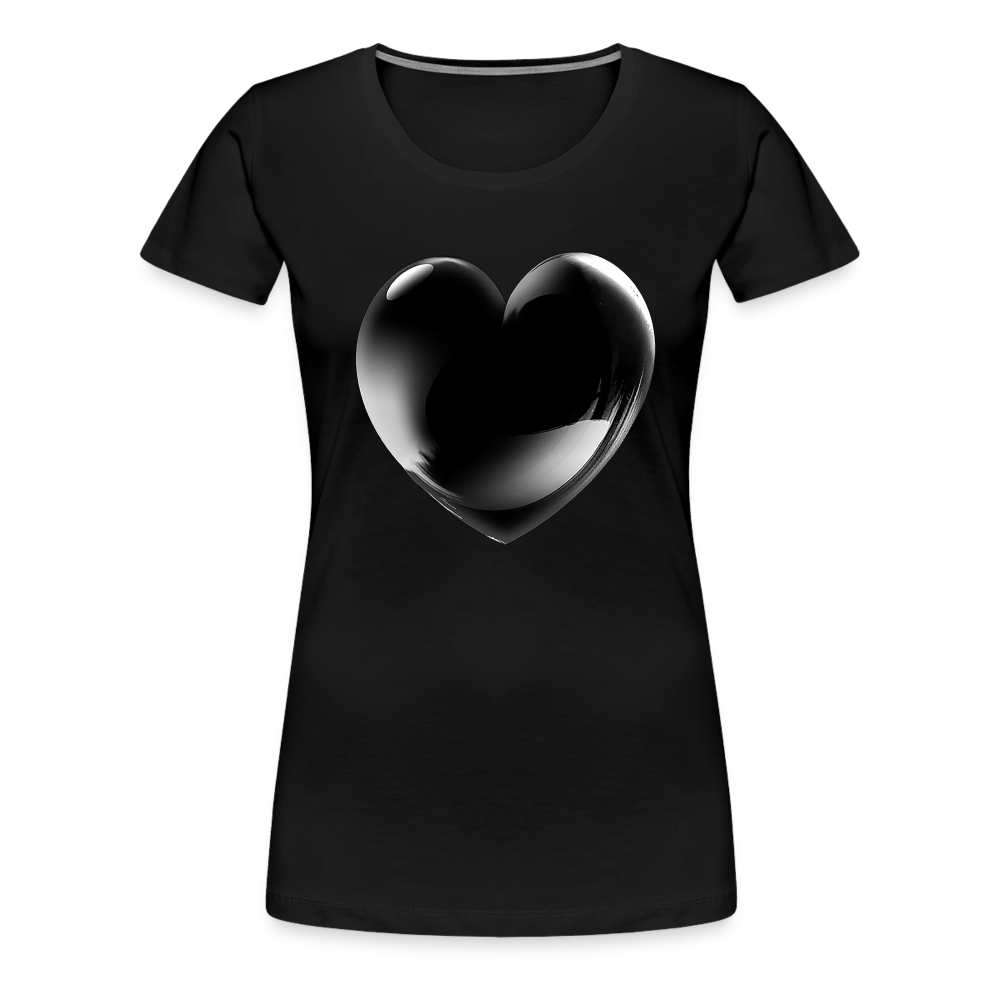 Damen Sommer Top 3D Herz T-Shirt Rundhals Streetwear lockeres Damentop - Schwarz