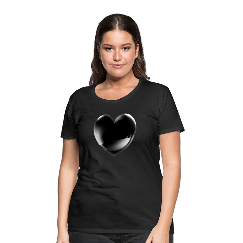 Damen Sommer Top 3D Herz T-Shirt Rundhals Streetwear lockeres Damentop - Schwarz