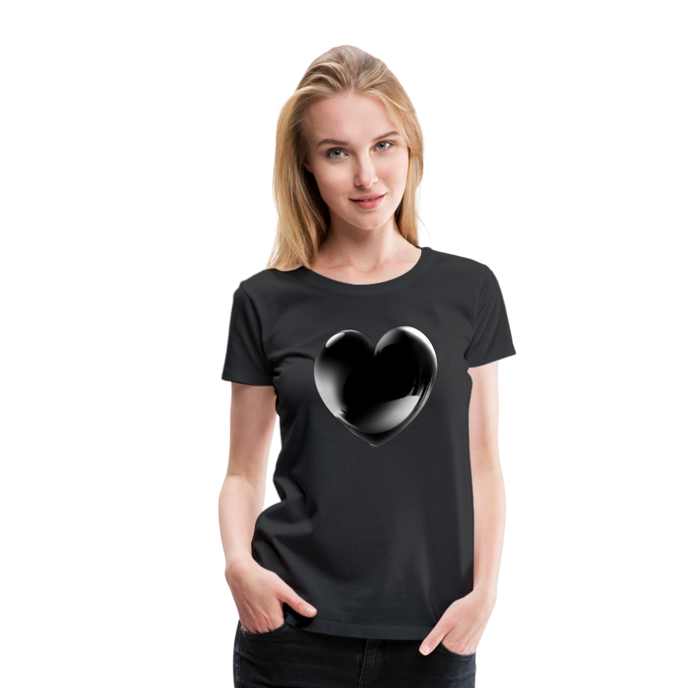 Damen Sommer Top 3D Herz T-Shirt Rundhals Streetwear lockeres Damentop - Schwarz
