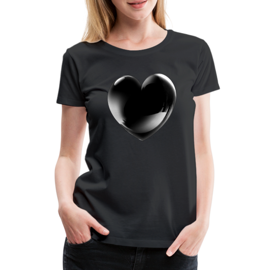 Damen Sommer Top 3D Herz T-Shirt Rundhals Streetwear lockeres Damentop - Schwarz