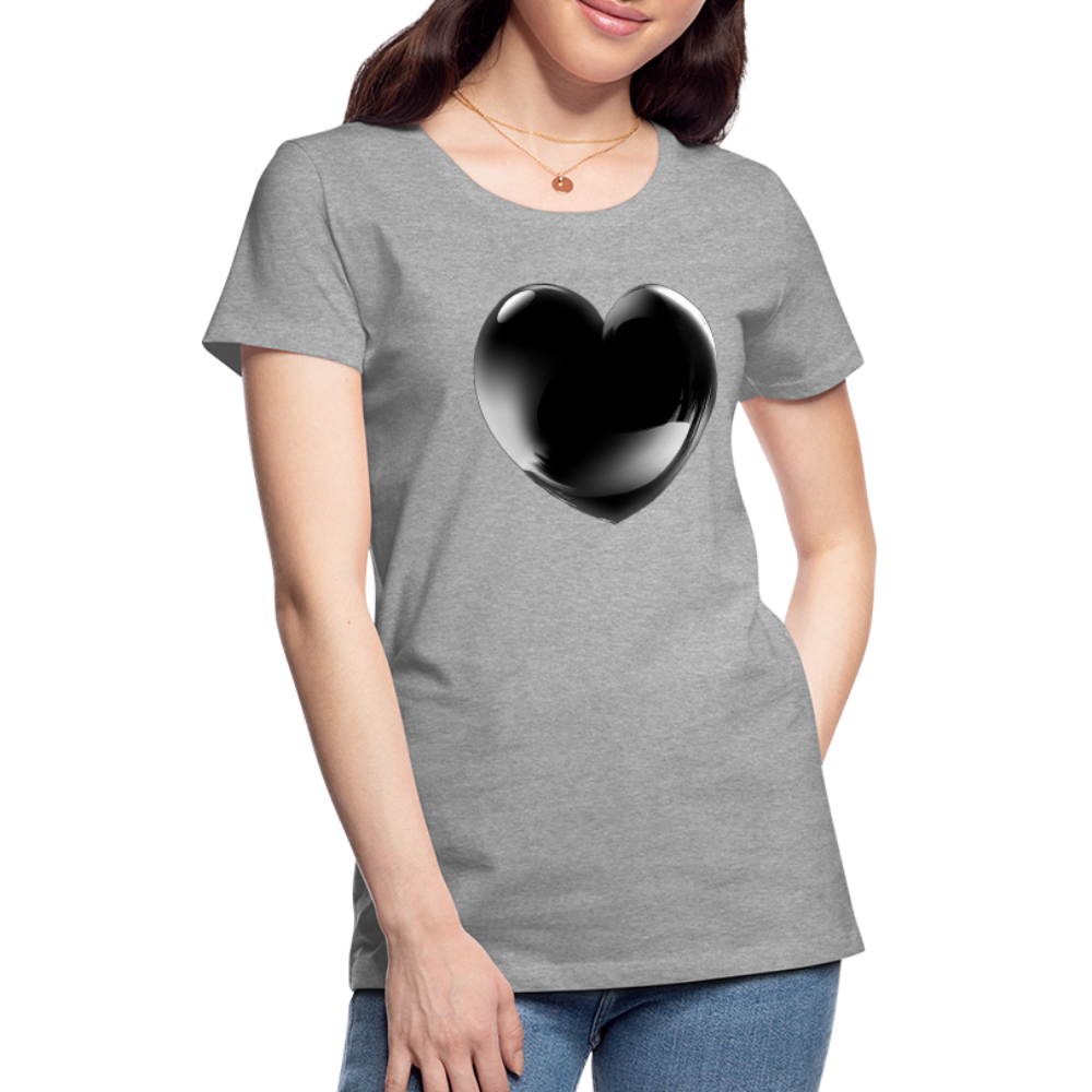 Damen Sommer Top 3D Herz T-Shirt Rundhals Streetwear lockeres Damentop - Grau meliert