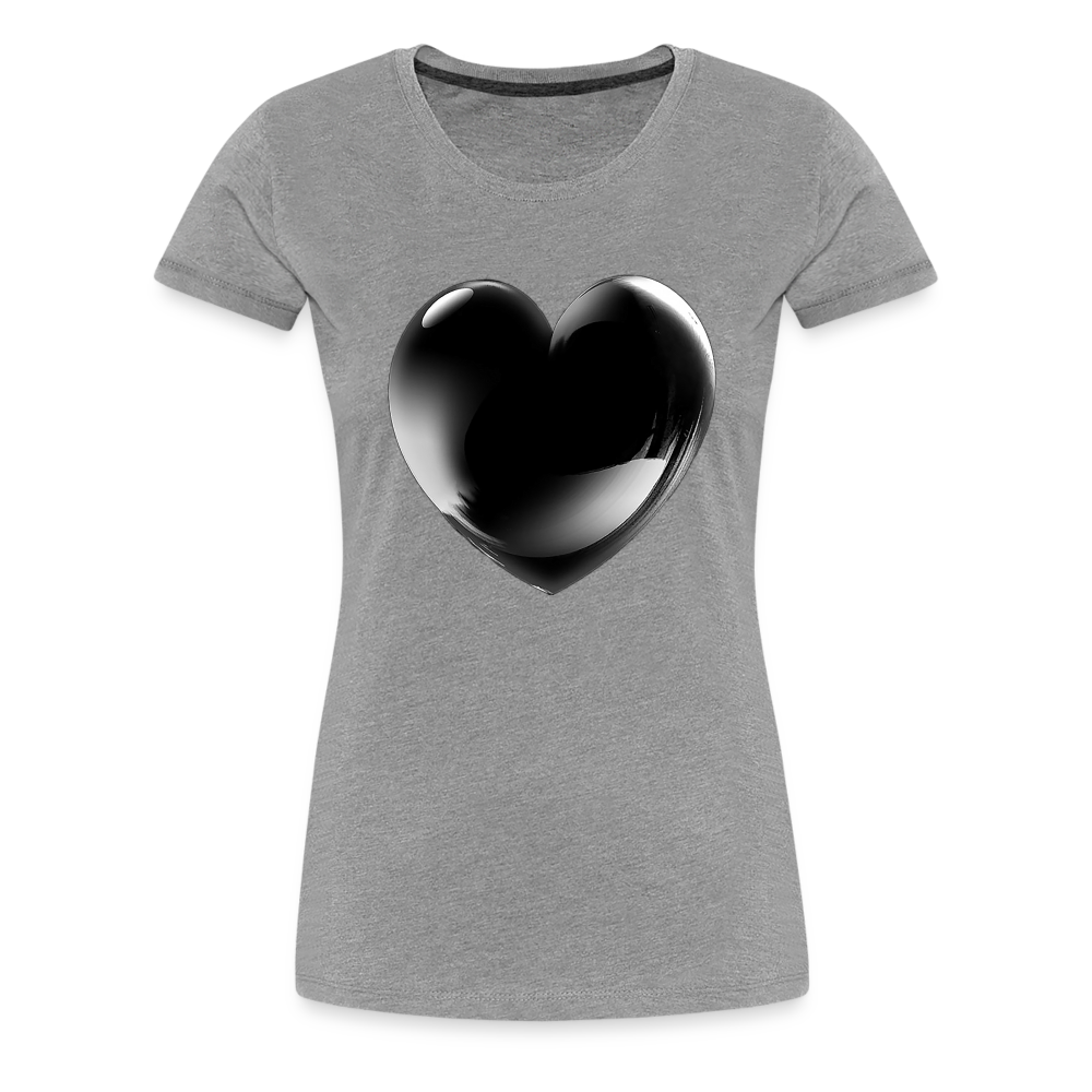 Damen Sommer Top 3D Herz T-Shirt Rundhals Streetwear lockeres Damentop - Grau meliert