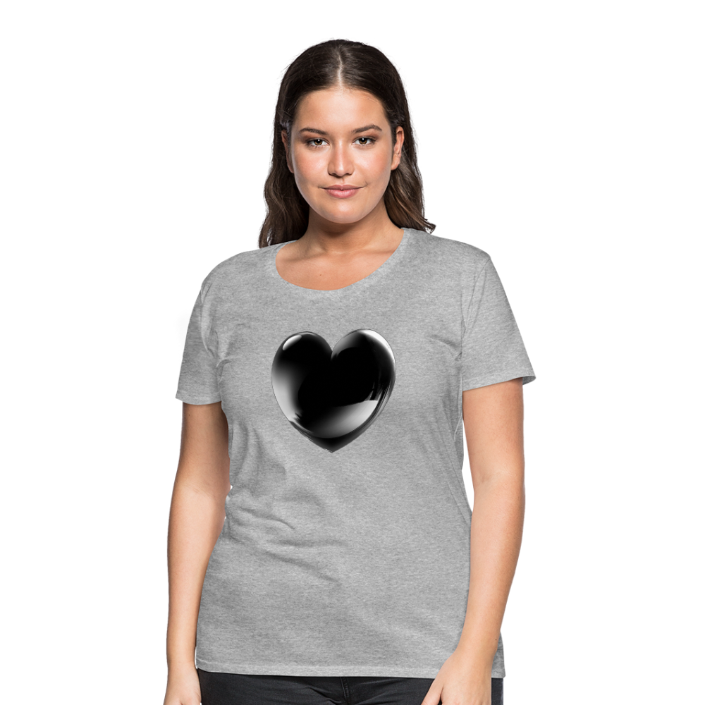 Damen Sommer Top 3D Herz T-Shirt Rundhals Streetwear lockeres Damentop - Grau meliert