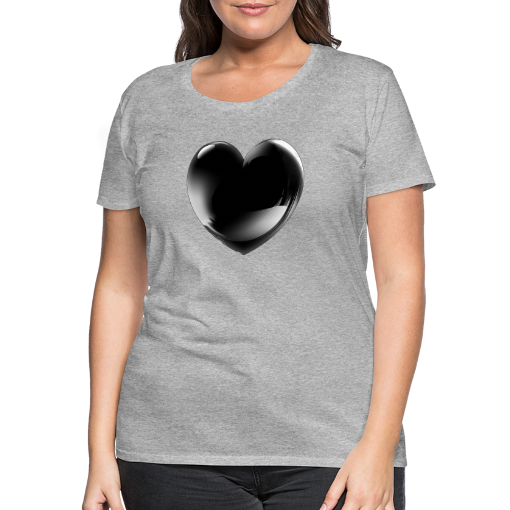 Damen Sommer Top 3D Herz T-Shirt Rundhals Streetwear lockeres Damentop - Grau meliert