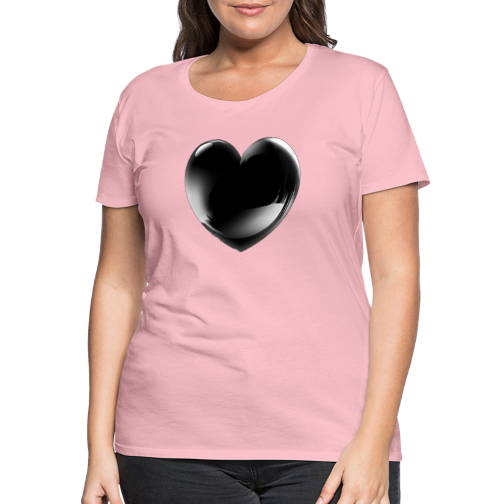 Damen Sommer Top 3D Herz T-Shirt Rundhals Streetwear lockeres Damentop - Hellrosa