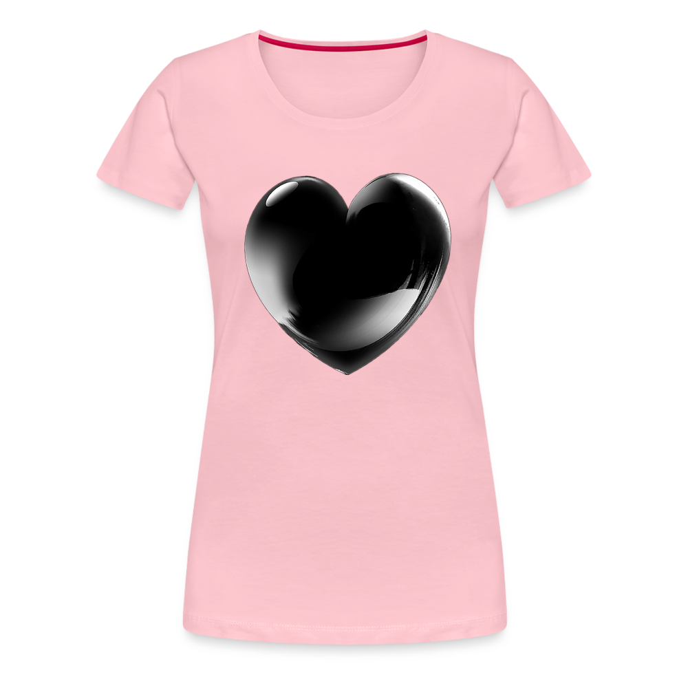 Damen Sommer Top 3D Herz T-Shirt Rundhals Streetwear lockeres Damentop - Hellrosa