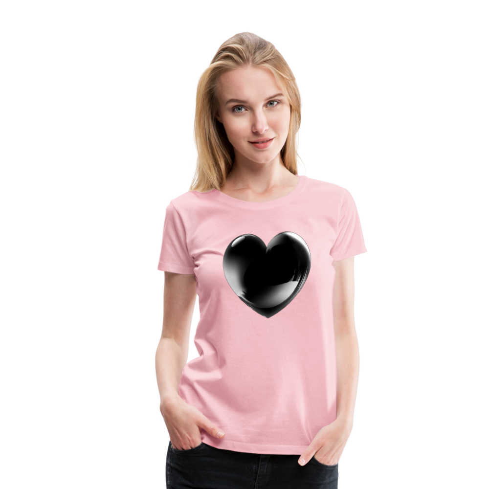 Damen Sommer Top 3D Herz T-Shirt Rundhals Streetwear lockeres Damentop - Hellrosa