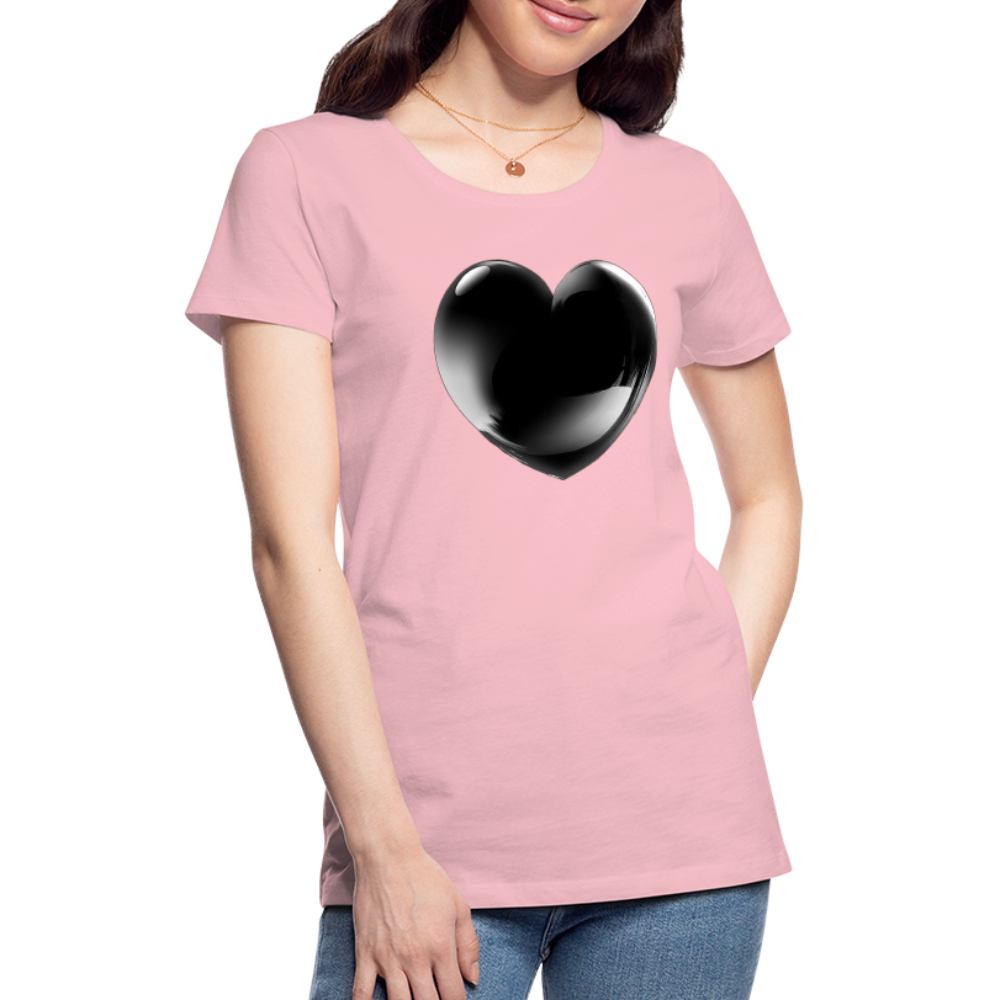 Damen Sommer Top 3D Herz T-Shirt Rundhals Streetwear lockeres Damentop - Hellrosa