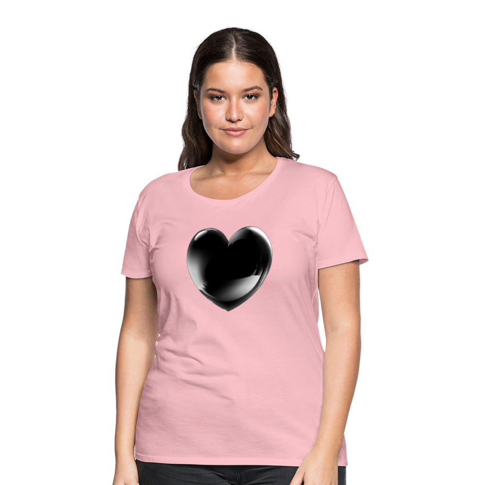 Damen Sommer Top 3D Herz T-Shirt Rundhals Streetwear lockeres Damentop - Hellrosa