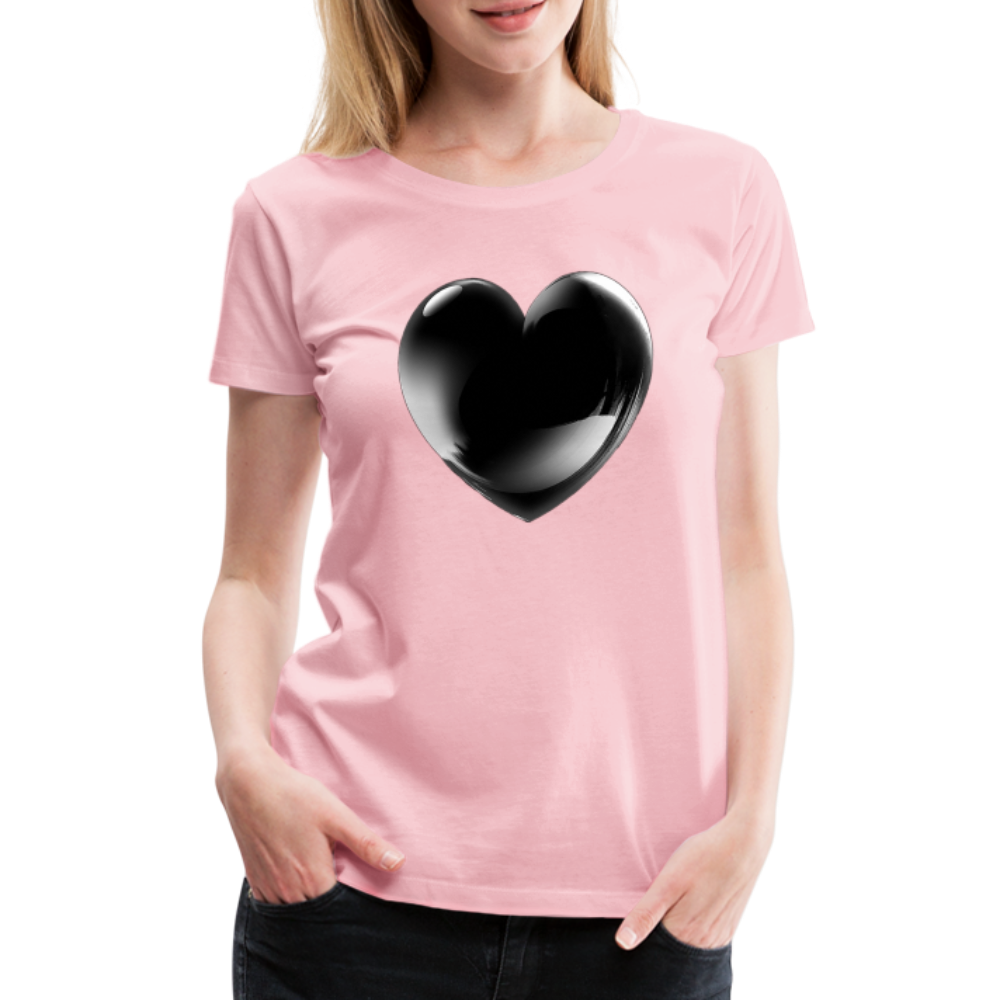 Damen Sommer Top 3D Herz T-Shirt Rundhals Streetwear lockeres Damentop - Hellrosa