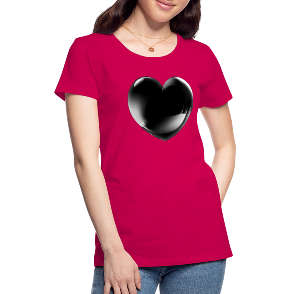 Damen Sommer Top 3D Herz T-Shirt Rundhals Streetwear lockeres Damentop - dunkles Pink
