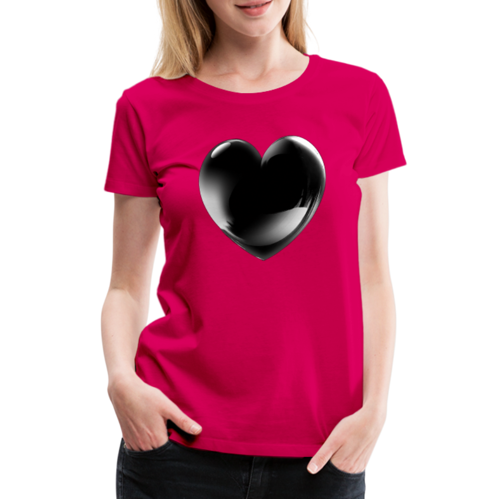 Damen Sommer Top 3D Herz T-Shirt Rundhals Streetwear lockeres Damentop - dunkles Pink