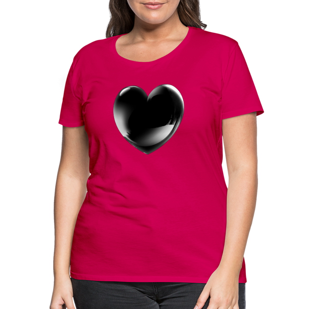 Damen Sommer Top 3D Herz T-Shirt Rundhals Streetwear lockeres Damentop - dunkles Pink
