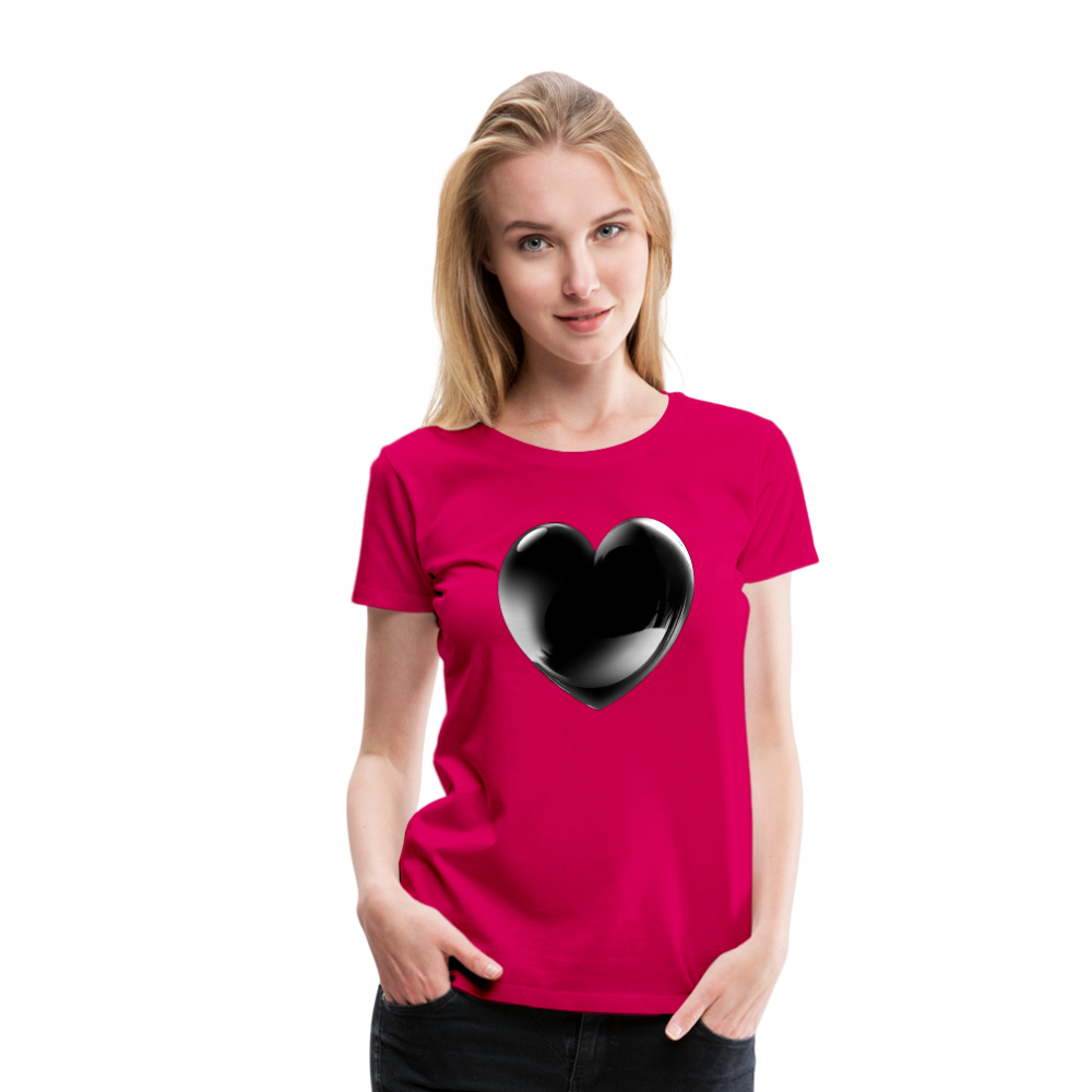 Damen Sommer Top 3D Herz T-Shirt Rundhals Streetwear lockeres Damentop - dunkles Pink