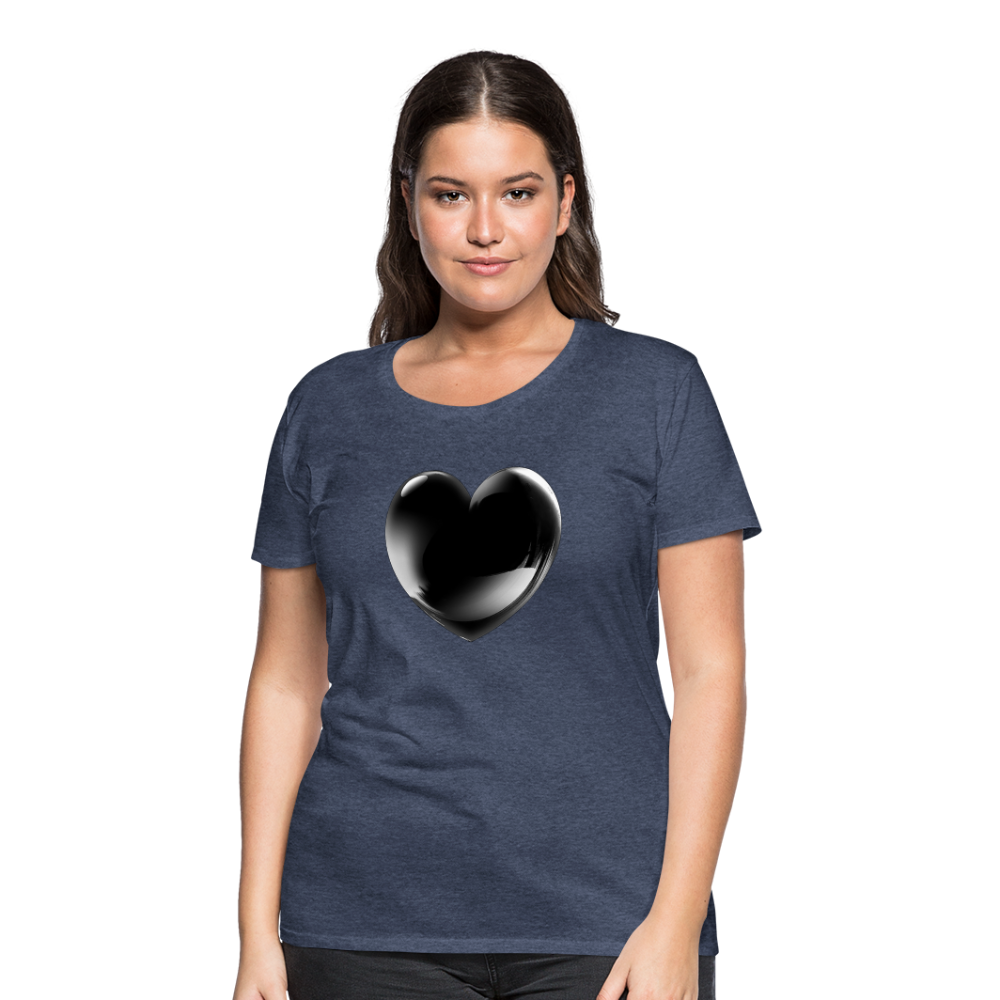 Damen Sommer Top 3D Herz T-Shirt Rundhals Streetwear lockeres Damentop - Blau meliert