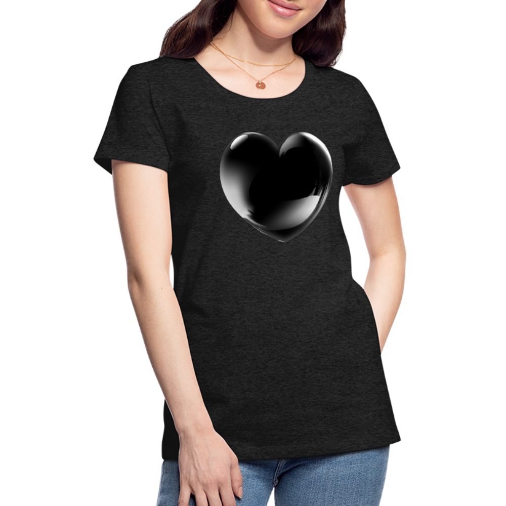 Damen Sommer Top 3D Herz T-Shirt Rundhals Streetwear lockeres Damentop - Anthrazit