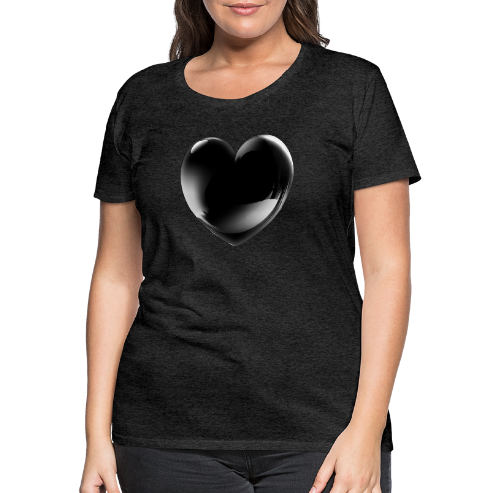 Damen Sommer Top 3D Herz T-Shirt Rundhals Streetwear lockeres Damentop - Anthrazit