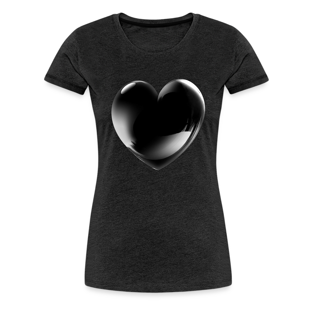 Damen Sommer Top 3D Herz T-Shirt Rundhals Streetwear lockeres Damentop - Anthrazit