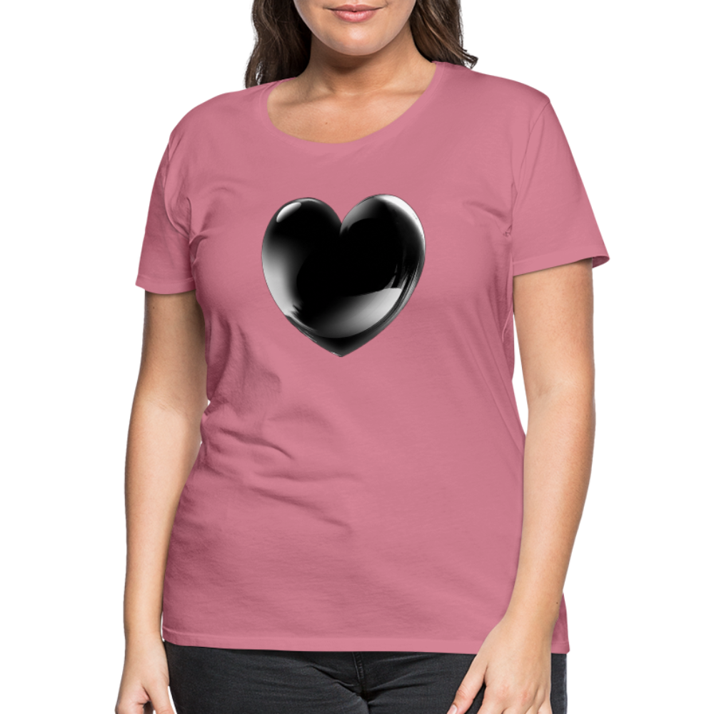 Damen Sommer Top 3D Herz T-Shirt Rundhals Streetwear lockeres Damentop - Malve