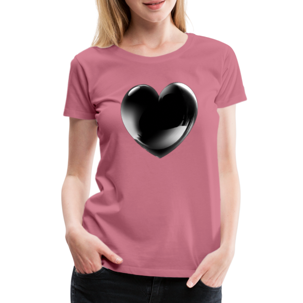 Damen Sommer Top 3D Herz T-Shirt Rundhals Streetwear lockeres Damentop - Malve