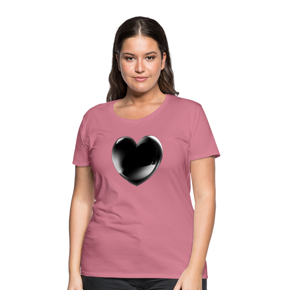 Damen Sommer Top 3D Herz T-Shirt Rundhals Streetwear lockeres Damentop - Malve