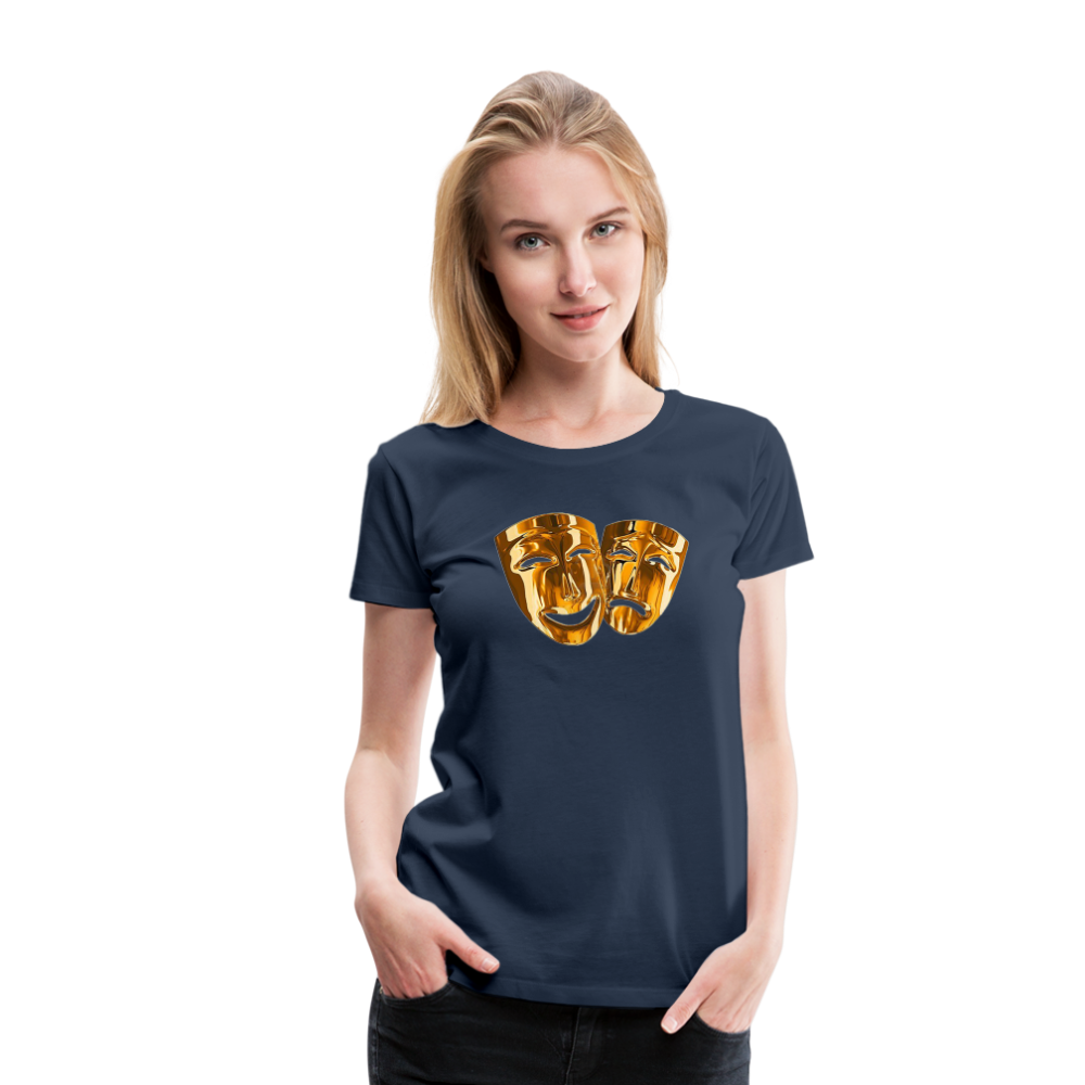 Damen Sommer Top 3D Maske T-Shirt Rundhals Streetwear lockeres Damentop - Navy