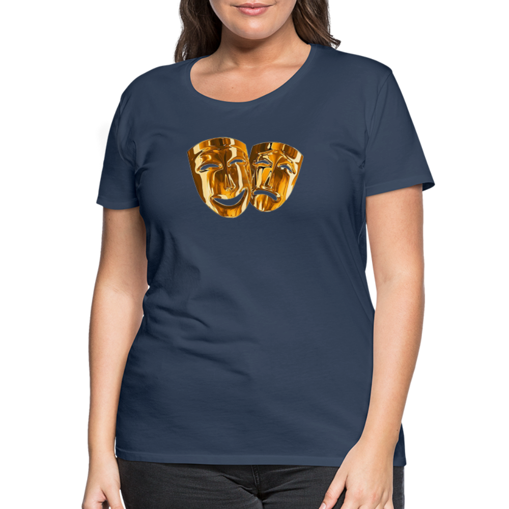 Damen Sommer Top 3D Maske T-Shirt Rundhals Streetwear lockeres Damentop - Navy