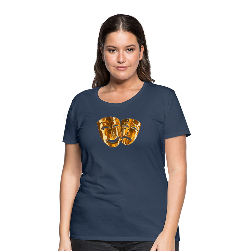 Damen Sommer Top 3D Maske T-Shirt Rundhals Streetwear lockeres Damentop - Navy
