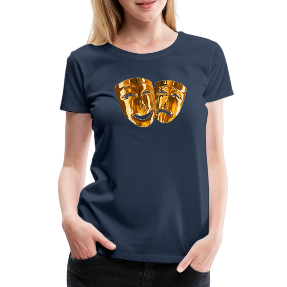 Damen Sommer Top 3D Maske T-Shirt Rundhals Streetwear lockeres Damentop - Navy