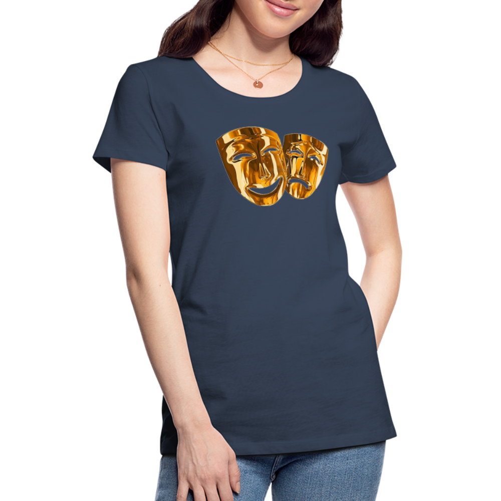 Damen Sommer Top 3D Maske T-Shirt Rundhals Streetwear lockeres Damentop - Navy