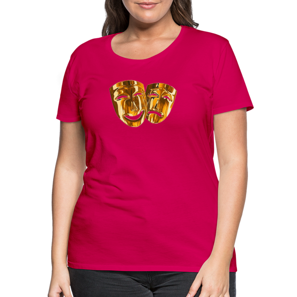 Damen Sommer Top 3D Maske T-Shirt Rundhals Streetwear lockeres Damentop - dunkles Pink