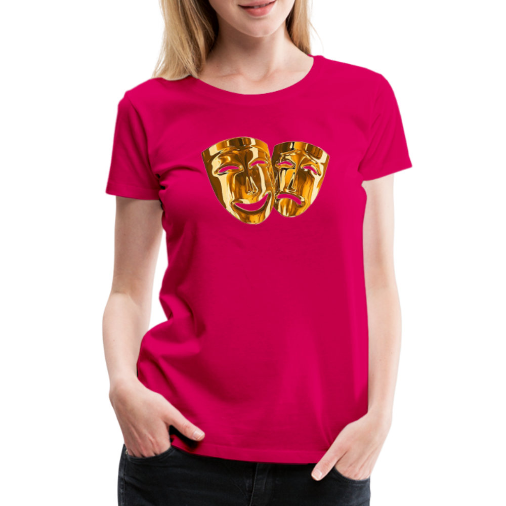 Damen Sommer Top 3D Maske T-Shirt Rundhals Streetwear lockeres Damentop - dunkles Pink