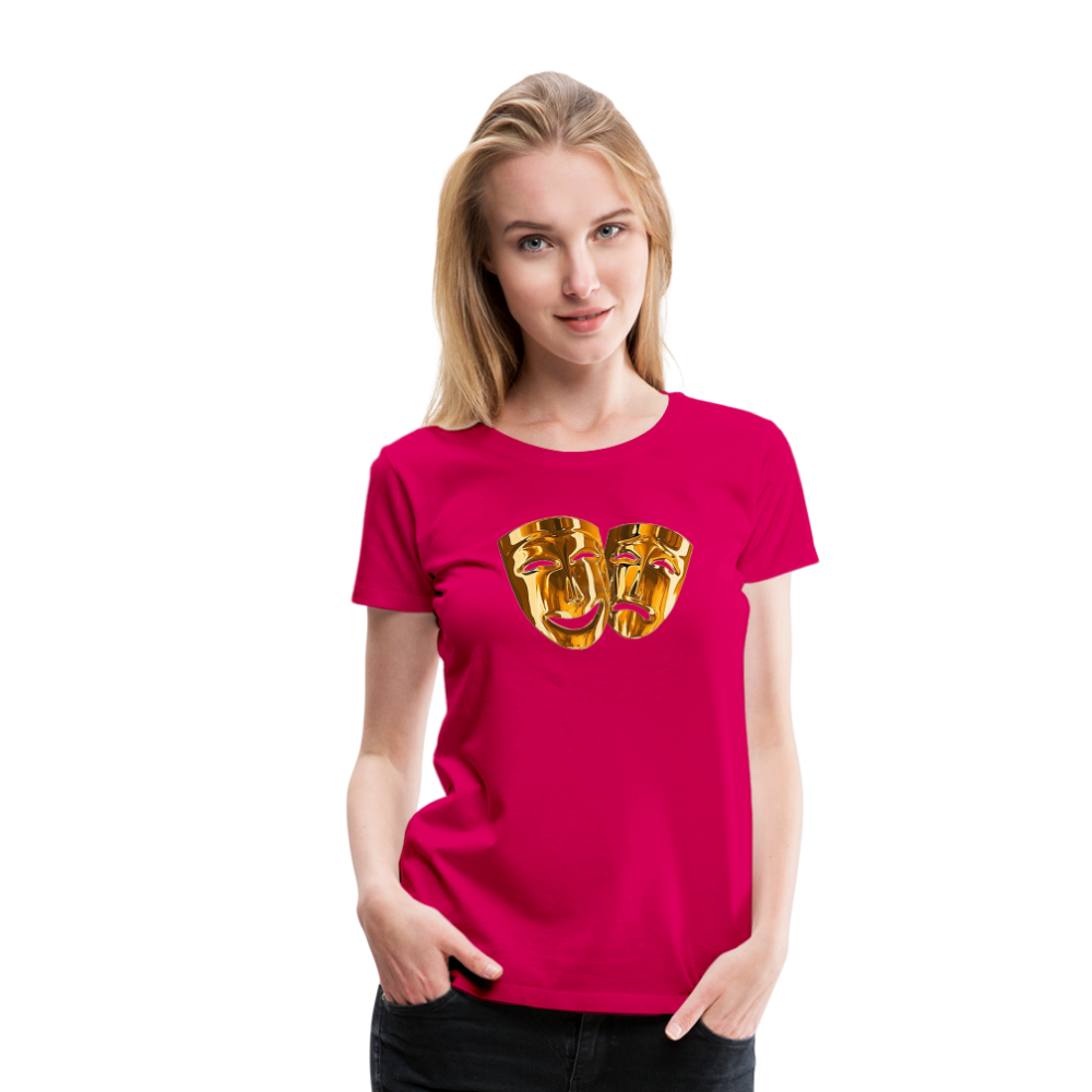 Damen Sommer Top 3D Maske T-Shirt Rundhals Streetwear lockeres Damentop - dunkles Pink
