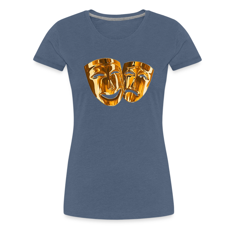 Damen Sommer Top 3D Maske T-Shirt Rundhals Streetwear lockeres Damentop - Blau meliert