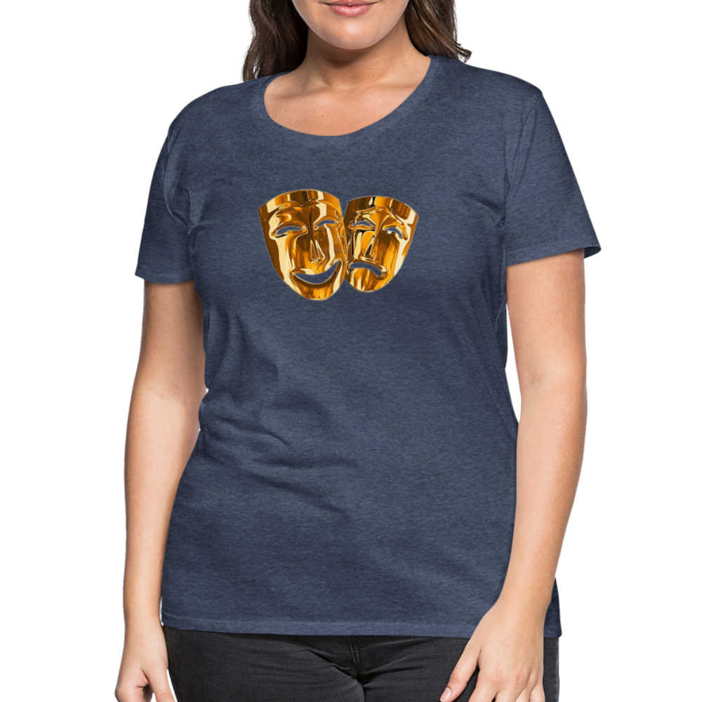 Damen Sommer Top 3D Maske T-Shirt Rundhals Streetwear lockeres Damentop - Blau meliert