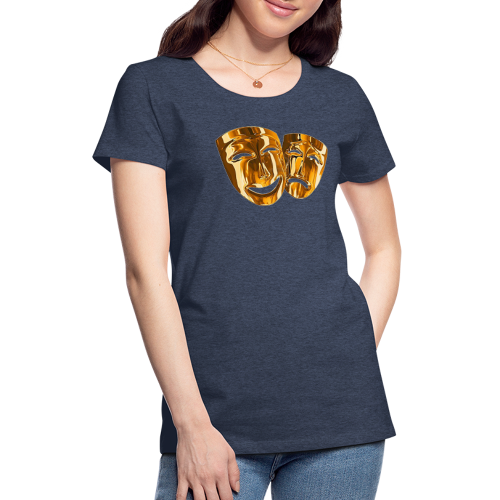 Damen Sommer Top 3D Maske T-Shirt Rundhals Streetwear lockeres Damentop - Blau meliert