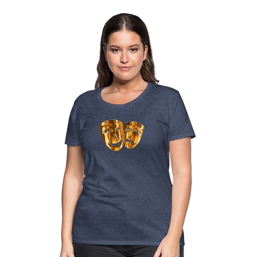 Damen Sommer Top 3D Maske T-Shirt Rundhals Streetwear lockeres Damentop - Blau meliert