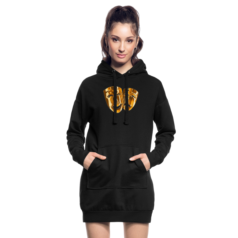 Kapuzenpullover Sweatshirt Pulloverkleid Hoodie Pulli Tunika Damen Sportkleid - Schwarz