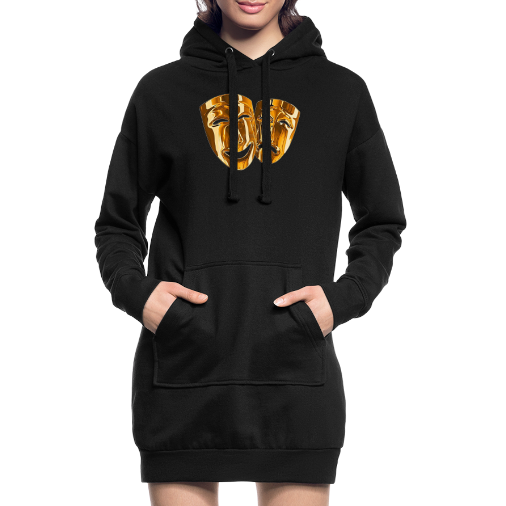 Kapuzenpullover Sweatshirt Pulloverkleid Hoodie Pulli Tunika Damen Sportkleid - Schwarz