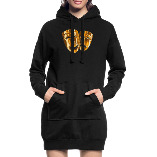 Kapuzenpullover Sweatshirt Pulloverkleid Hoodie Pulli Tunika Damen Sportkleid - Schwarz