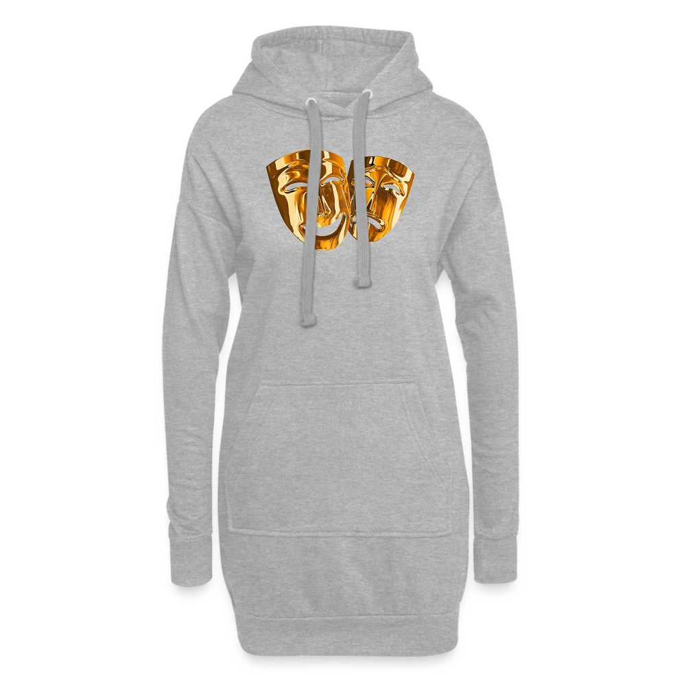Kapuzenpullover Sweatshirt Pulloverkleid Hoodie Pulli Tunika Damen Sportkleid - Grau meliert
