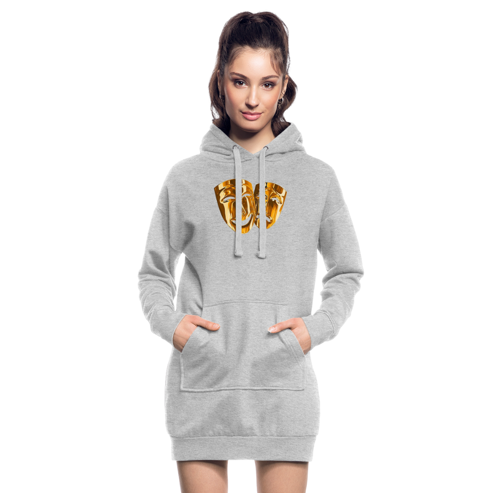 Kapuzenpullover Sweatshirt Pulloverkleid Hoodie Pulli Tunika Damen Sportkleid - Grau meliert