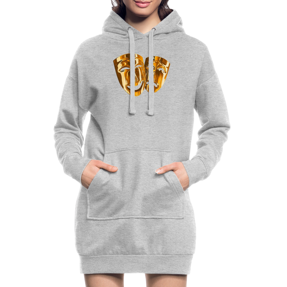 Kapuzenpullover Sweatshirt Pulloverkleid Hoodie Pulli Tunika Damen Sportkleid - Grau meliert